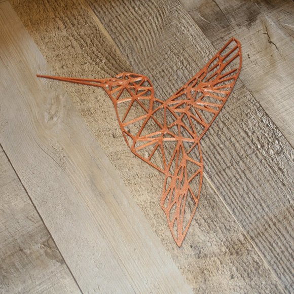 Hummingbird Wall Decor 8 1/8" x 7 3/8" 3D Printed Bird Line Art Geometric - Picture 7 of 10